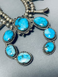 Rare Morenci Turquoise Vintage Native American Navajo Sterling Silver Squash Blossom Necklace-Nativo Arts