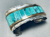 One Of The Most Unique Ever Vintage Native American Navajo Turquoise Sterling Silver Bracelet-Nativo Arts