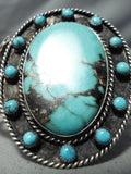 Colossal Vintage Native American Navajo Satellite Turquoise Sterling Silver Bracelet Old-Nativo Arts