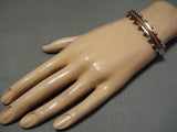 Striking Native American Navajo Inlay Coral Native American Bracelet Old-Nativo Arts