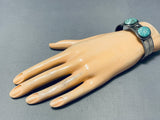 Double Carico Lake Turquoise Vintage Native American Navajo Sterling Silver Bracelet-Nativo Arts