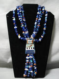 One Of The Best Vintage Native American Navajo Lapis Santo Domingo Sterling Silver Necklace-Nativo Arts