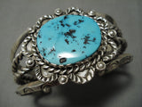 Striking Vintage Native American Navajo Scalloped Sterling Silver Turquoise Bracelet-Nativo Arts