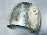 Cly Wide Hand Hammered Vintage Native American Navajo Sterling Silver Bracelet-Nativo Arts