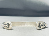 Sub Micro Hand Detailed Native American Navajo Sterling Silver Thick Bracelet Cuff-Nativo Arts