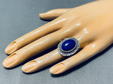 Stunning Native American Navajo Lapis Sterling Silver Ring-Nativo Arts