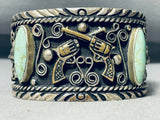Double Revolver Vintage Turquoise Sterling Silver Bracelet-Nativo Arts