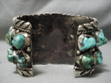 One Of The Most Chunky Turquoise Vintage Native American Navajo Sterling Silver Bracelet Old-Nativo Arts