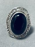 Fabulous Betty Smith Native American Navajo Black Onyx Sterling Silver Ring-Nativo Arts