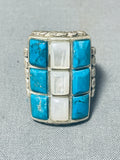 One Of The Best Vintage Native American Navajo Turquoise Inlay Sterling Silver Ring-Nativo Arts