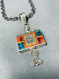 Important Vintage Native American Navajo Trcaey Turquoise Inlay Sterling Silver Necklace-Nativo Arts