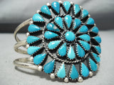 Incredible Vintage Native American Navajo Blue Gem Turquoise Cluster Sterling Silver Bracelet-Nativo Arts