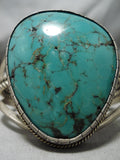 Best Vintage Native American Navajo Crow Spring Turquoise Running Water Sterling Silver Bracelet-Nativo Arts