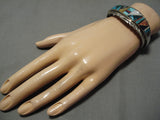 Museum Quality Vintage Native American Navajo Lander Blue Turquoise Sterling Silver Bracelet-Nativo Arts