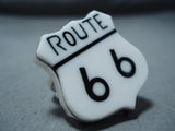 Dynamic Navajo Inlay Jet Sterling Silver Route 66 Ring Native American-Nativo Arts