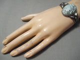 One Of The Best Vintage Native American Navajo #8 Turquoise Sterling Silver Bracelet Old-Nativo Arts