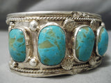 Magnificent Vintage Native American Navajo #8 Turquoise Sterling Silver Bracelet Cuff Old-Nativo Arts