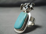 Detailed Vintage Native American Navajo Royston Turquoise Sterling Silver Kachina Ring-Nativo Arts