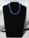 Wow!! Vintage Navajo Lapis Sterling Silver Native American Necklace Old-Nativo Arts