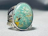 Unforgettable Vintage Native American Navajo Carico Lake Turquoise Sterling Silver Ring-Nativo Arts