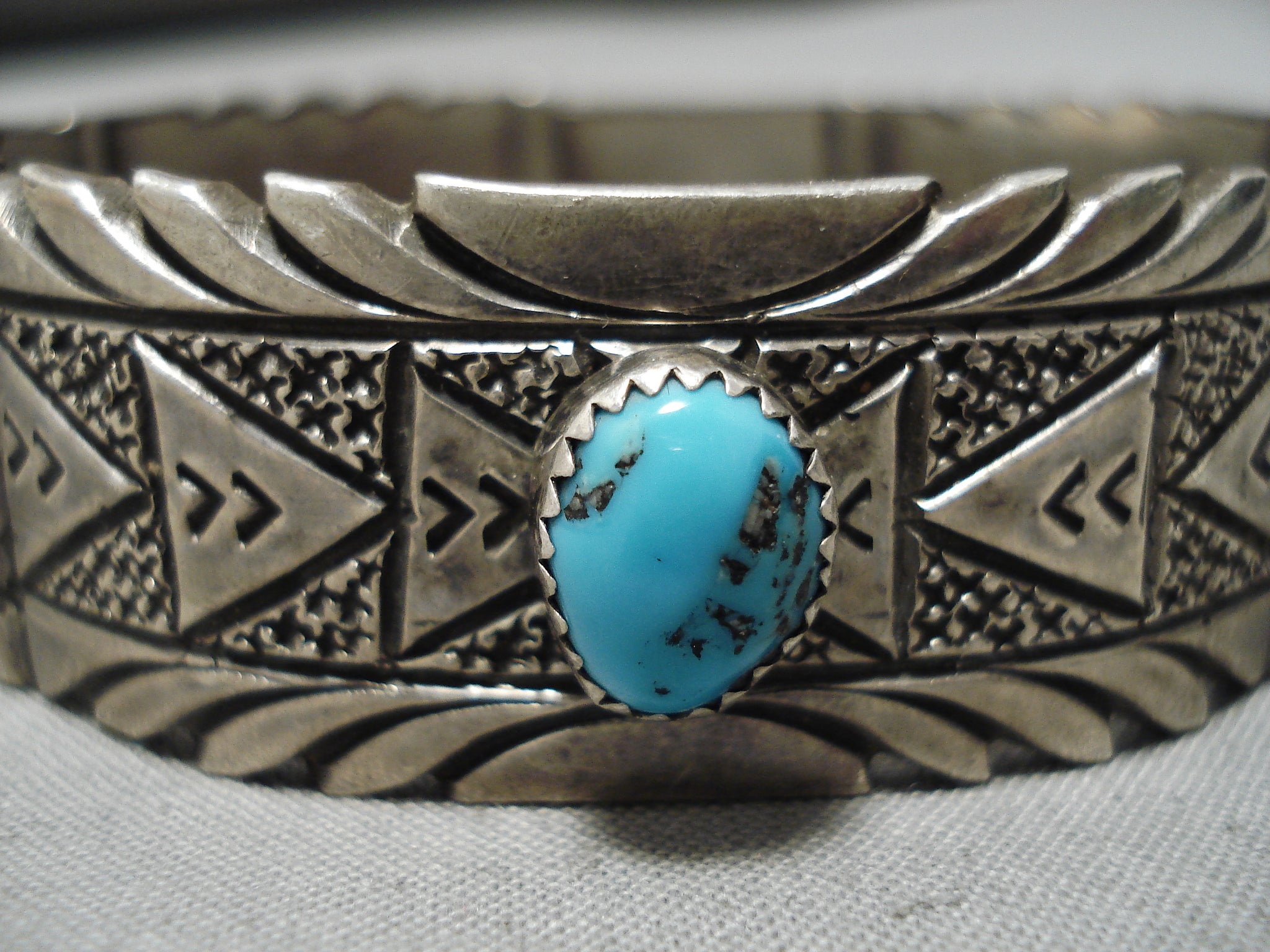 Vintage indian Turquoise Sterling Silver Link Bracelet hot