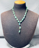 Native American Rare Vintage Santo Domingo Emerald Valley Turquoise Sterling Silver Necklace-Nativo Arts