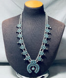 Spectacular Vintage Native American Zuni Turquoise Sterling Silver Squash Blossom Necklace-Nativo Arts