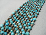 Native American Important Santo Domingo Jose Coriz Turquoise Heishi Sterling Silver Necklace-Nativo Arts