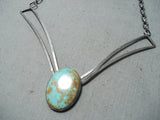 Unique Vintage Native American Navajo 8 Turquoise Sterling Silver Necklace-Nativo Arts