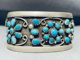 Flowers Of Turquoise Vintage Native American Navajo Sterling Silver Bracelet-Nativo Arts