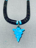 Native American Rare Vintage Santo Domingo Turquoise Sterling Silver Arrowhead Necklace-Nativo Arts