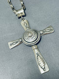 Authentic Heavy Ben Begaye (d) Vintage Native American Navajo Sterling Silver Cross Necklace-Nativo Arts
