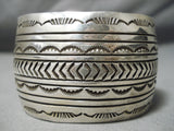 Huge So Detailed Vintage Native American Navajo Hand Tooled Sterling Silver Bracelet Cuff-Nativo Arts