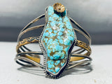 Most Unique Vintage Native American Navajo Brass Flower Sterling Silver Turquoise Bracelet-Nativo Arts