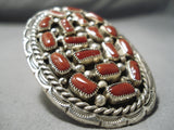 Colossal Navajo Coral Sterling Silver Ring Native American-Nativo Arts