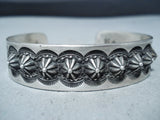 Eddie Smith Vintage Native American Navajo Hand Repoussed Sterling Silver Bracelet-Nativo Arts