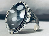 One Of The Best Vintage Native American Navajo Snowflake Obsidian Sterling Silver Bracelet-Nativo Arts