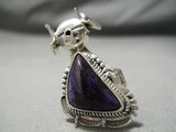 Important Hand Carved Native American Navajo Sugulite Sterling Silver Kachina Ring-Nativo Arts