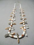 Native American Exceptional Vintage Santo Domingo Bird Fetsh Heishi Necklace Old-Nativo Arts
