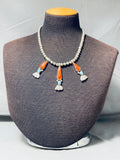 Jenn Signed Vintage Native American Navajo Turquoise Shell Sterling Silver Necklace-Nativo Arts