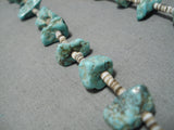 Marvelous Vintage Native American Navajo Graduating Turquoise Nugget Sterling Silver Necklace-Nativo Arts