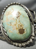 Huge Vintage Native American Navajo Carico Lake Turquoise Sterling Silver Leaf Bracelet Old-Nativo Arts
