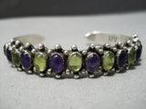 Stunning Vintage Native American Navajo Amethys Citrine Sterling Silver Bracelet Cuff-Nativo Arts