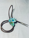 Ram Of Turquoise Vintage Native American Navajo Sterling Silver Bolo Tie-Nativo Arts