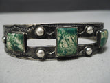 Early 1900's Vintage Native American Navajo Cerrillos Turquoise Sterling Silver Bracelet-Nativo Arts