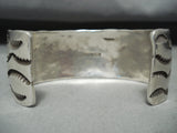 Heavy Hand Tooled Vintage Native American Navajo Sterling Silver Sun Bracelet-Nativo Arts
