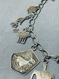 Detailed Important Vintage Native American Navajo Charm Sterling Silver Bracelet-Nativo Arts