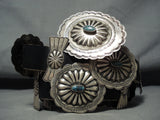 Rare Turquoise Vintage Native American Navajo Hand Tooled Sterling Silver Concho Belt-Nativo Arts