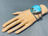 Native American Amazing San Felipe Kingman Turquoise Sterling Silver Colossal Signed Bracelet-Nativo Arts