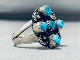 Brilliant Vintage Native American Navajo Morenci Turquoise Sterling Silver Ring-Nativo Arts
